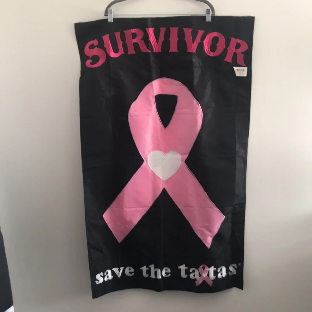 Survivor Save the Tatas! Black and Pink Flag / Banner